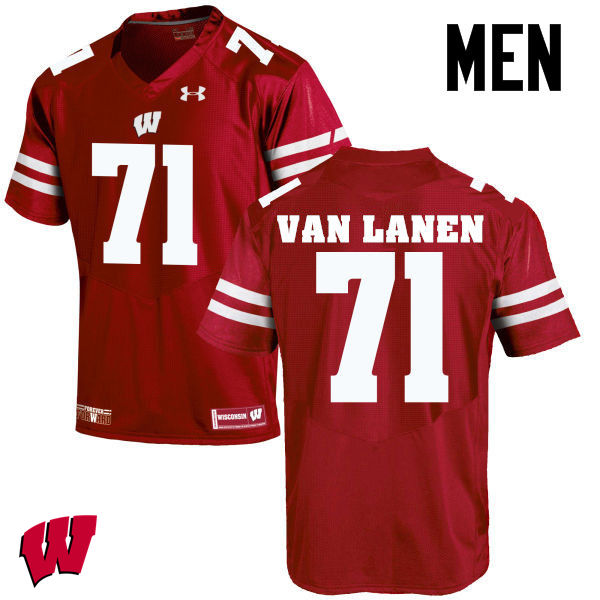 Men Wisconsin Badgers #71 Cole Van Lanen College Football Jerseys-Red